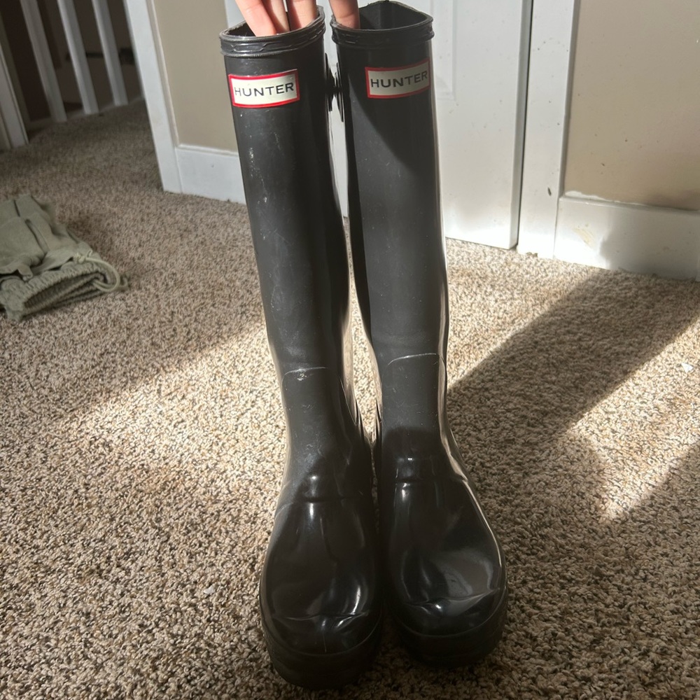 Glossy High Hunter Boots (adjustable calf)